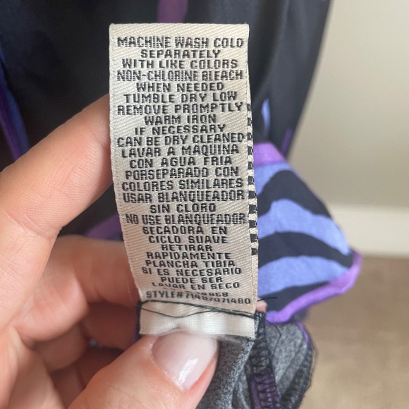 ECI | Floral Black Purple Silk Blend V-Neck Dress 8 - Picture 8 of 8